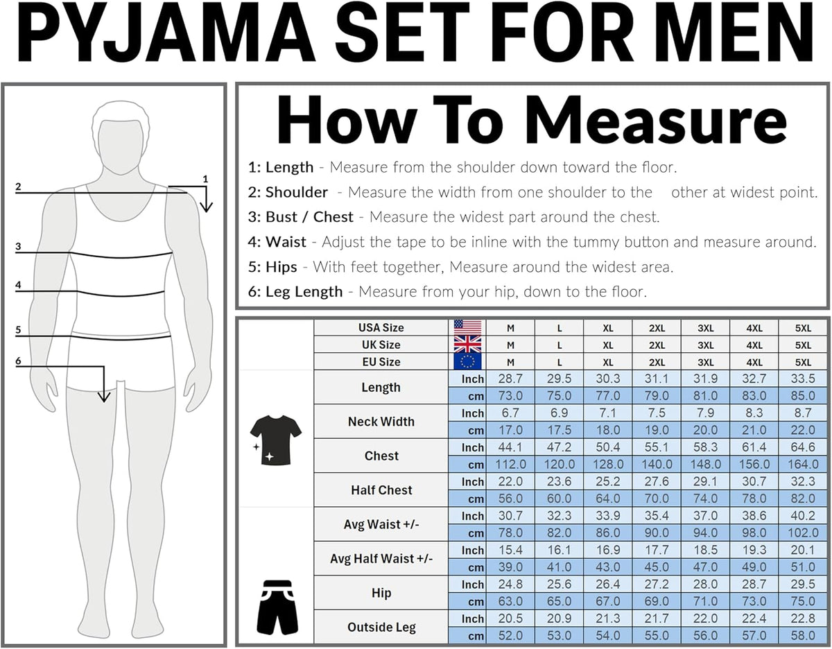 Get Trend Pajama Set for Men Teens, 2 Pc Soft Breathable Pajamas, T Shirt & PJ Shorts with Pockets, Lounge Set, Gifts for Men