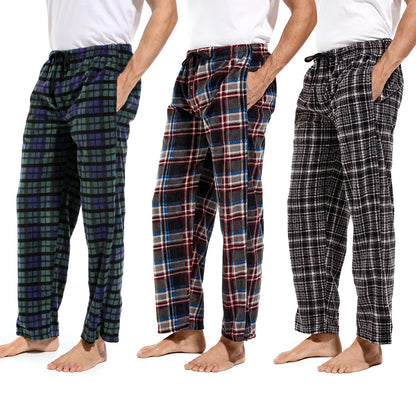 DG Hill 1Pack or 3Pack Mens PJ Pajama Pants Bottoms Fleece Lounge Pants Sleepwear Plaid PJs with Pockets Microfleece