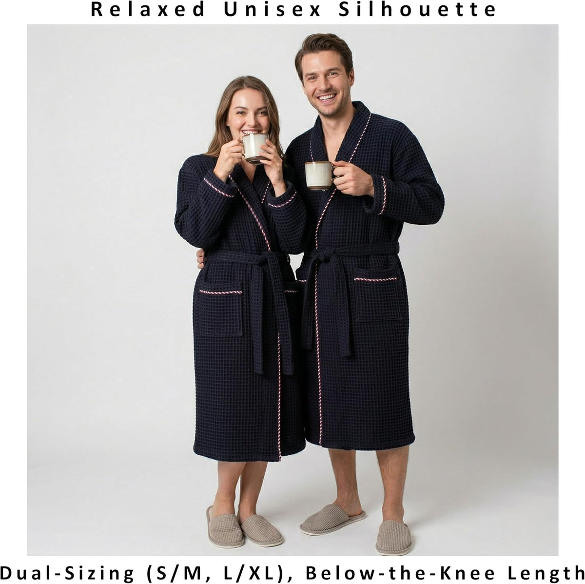 PÜSKÜL Natural 100% Turkish Cotton Luxury Waffle Robe for Women & Men