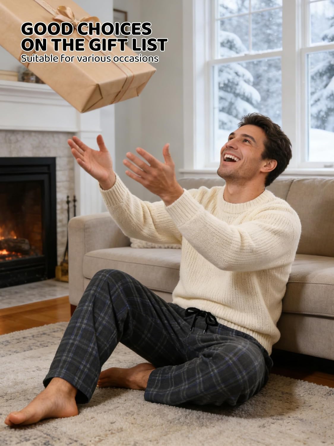 3 Pack Mens Pajama Pants Microfleece Plaid Sleep Lounge PJ Bottoms