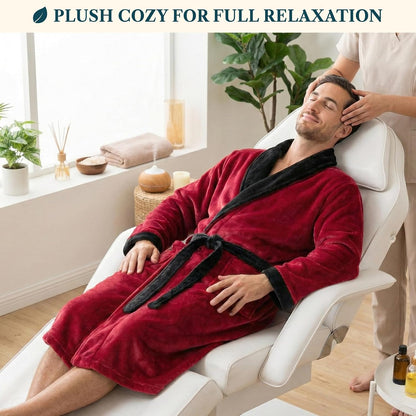 PAVILIA Mens Soft Fleece Bathrobe Lightweight Long Robe for Men Shower Bath
