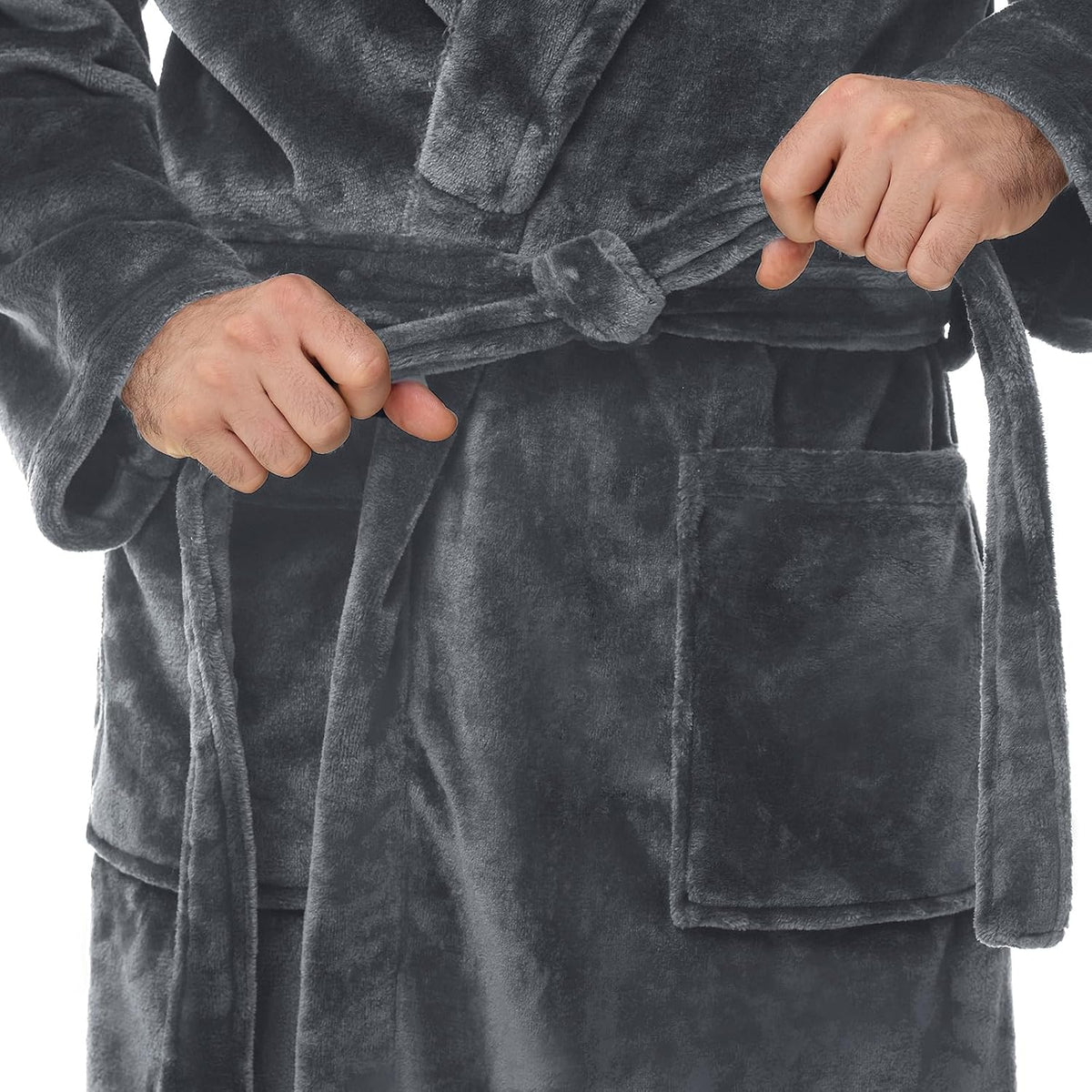 Yurhap Mens Fleece Robe, Soft Plush Robe for Men, Fluffy Bathrobe with Belt