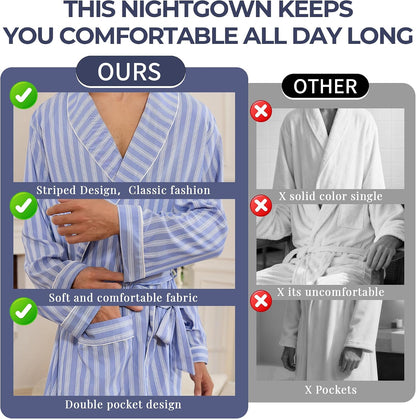 Vulcanodon Mens Robe, Lightweight Breathable Kimono Bathrobe, Soft Sleepwear