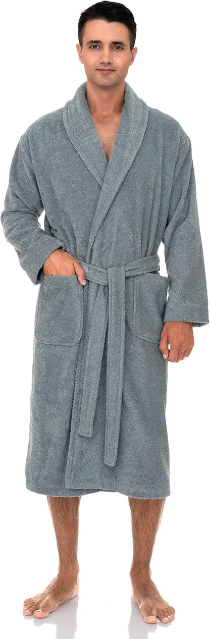 TowelSelections Mens Robe 100% Cotton Terry Cloth Towel Bathrobe Luxury Soft Shawl Bath Robe for Men