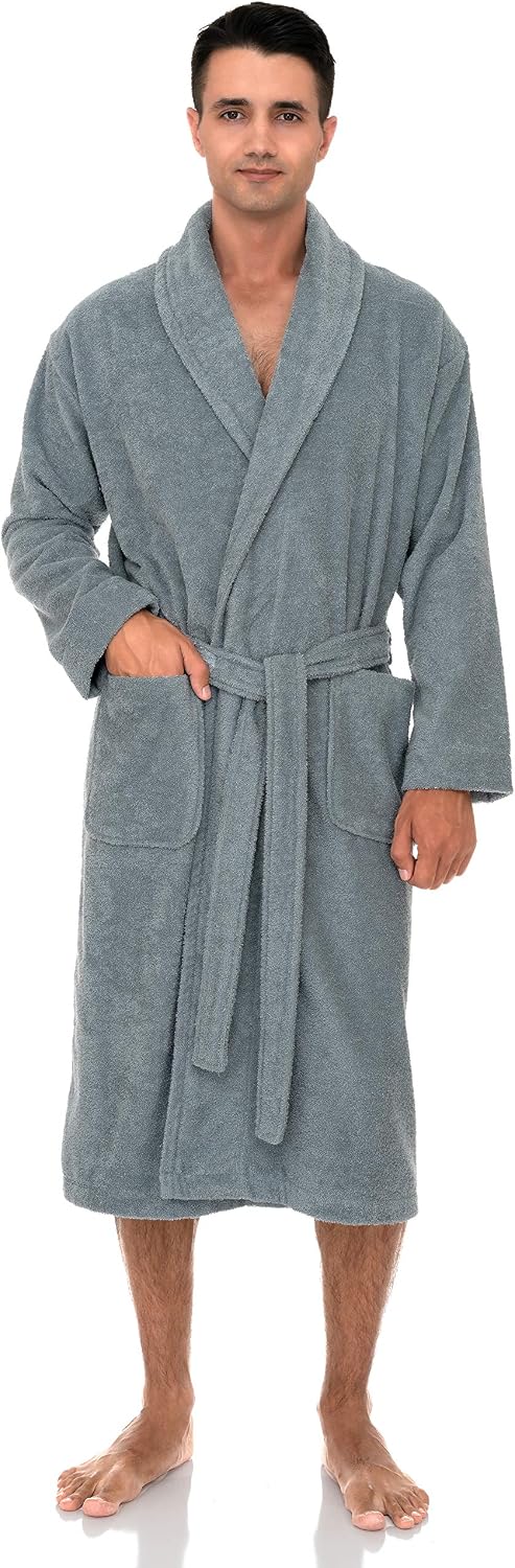 TowelSelections Mens Robe 100% Cotton Terry Cloth Towel Bathrobe Luxury Soft Shawl Bath Robe for Men