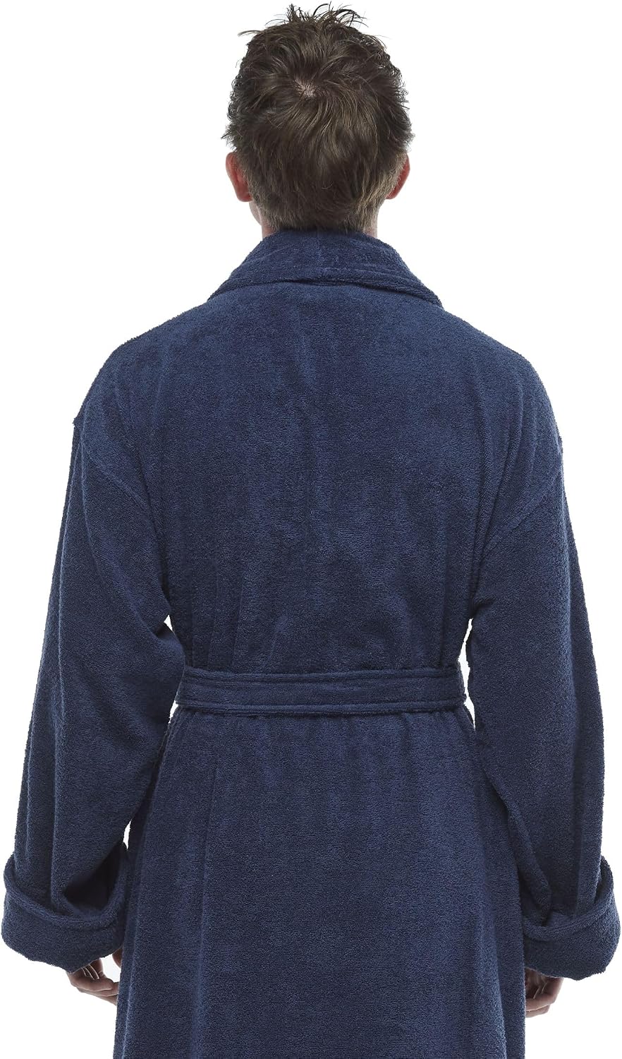 ESKYMODE Mens Cotton Bathrobe Ankle Length Long Men’s Terry Cloth Bath Robe