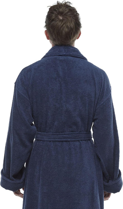 ESKYMODE Mens Cotton Bathrobe Ankle Length Long Men’s Terry Cloth Bath Robe