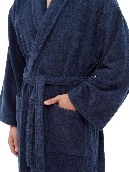 Arus Men's Shawl Collar Robe, Turkish Terry Cotton Bathrobe with Regular and Full Length Options