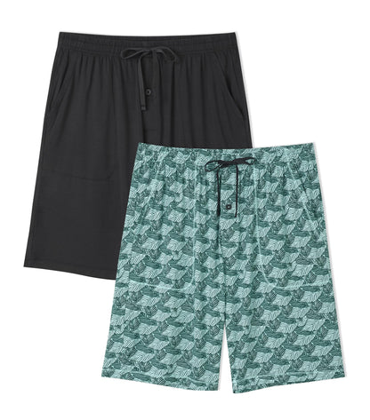DAVID ARCHY Cloud-Soft Mens Pajama Shorts, 2 Pack Sleep Shorts