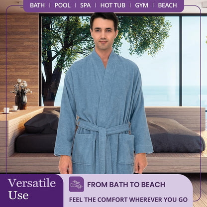 TowelSelections Mens Robe 100% Cotton Terry Cloth Shower Bathrobe Spa Towel Bath Robes for Men
