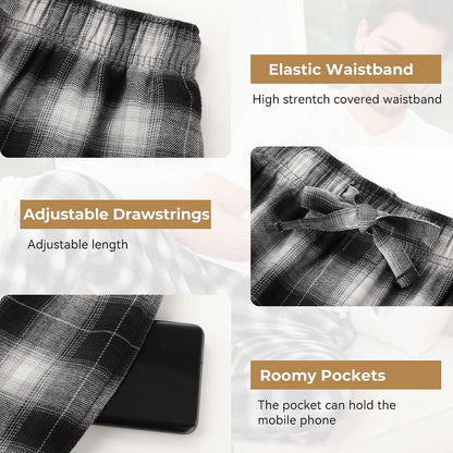 BAMBOO COOL Men's Pajama Bottoms Plaid Pajamas Pants Soft Lounge Woven Pj