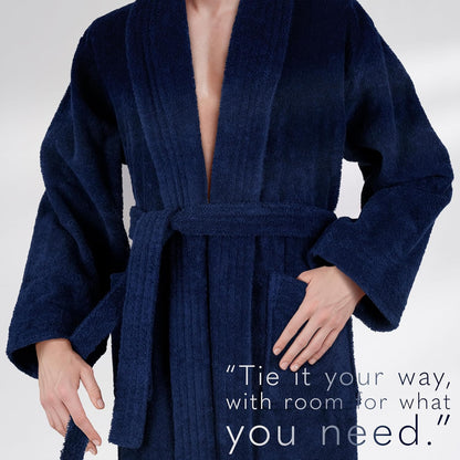 American Soft Linen Men’s 100% Cotton Terry Bathrobe – Soft, Absorbent, Quick Dry Turkish Robe for Men
