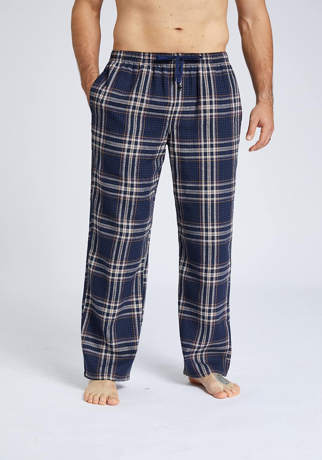 JupiterSecret Mens Pajama Pants Set Flannel Cotton Sleep & Lounge Pants 3 Pack, PJ Bottoms with Pockets and Button Fly
