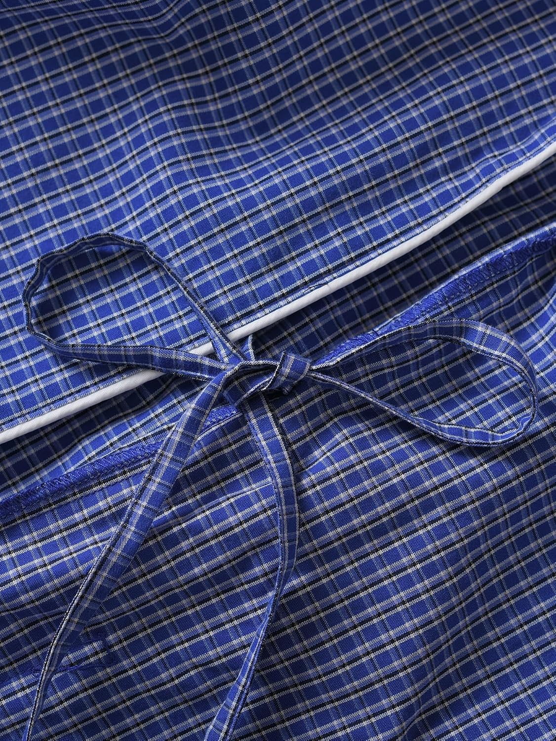 Men's Cotton Plaid Robe Lightweight Bathrobe with Pockets