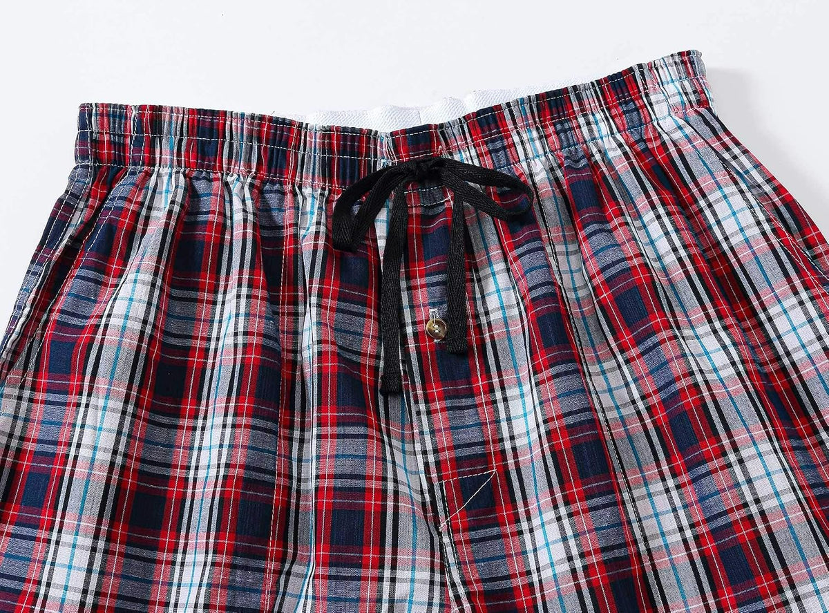 MoFiz Men's Pajama Pants Cotton Pjs Bottoms Plaid Sleep Pant Lightweight 3Pack