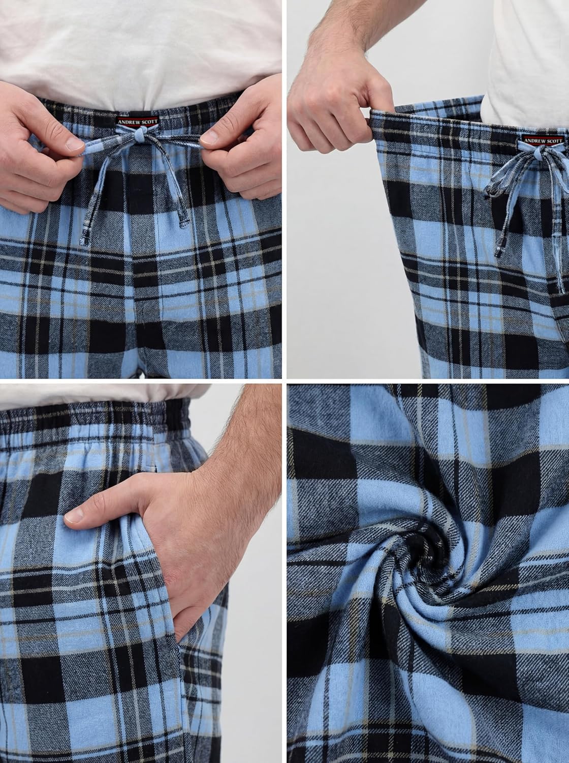 Andrew Scott Men's Flannel Drawstring Pajama Pants