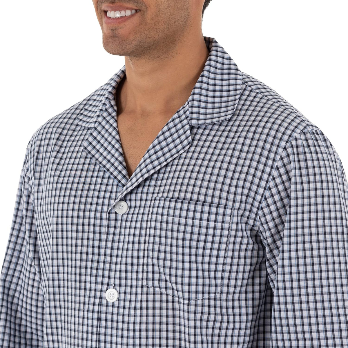 Fruit of the Loom Men's Long Sleeve Broadcloth Pajama Set