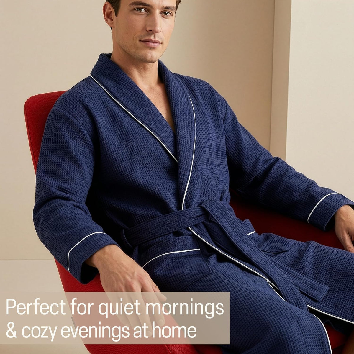 Get Trend Waffle Robes for Men M-3XL, Lightweight Soft Bathrobes, Cozy House Coat for Spa, Shower & Hotel