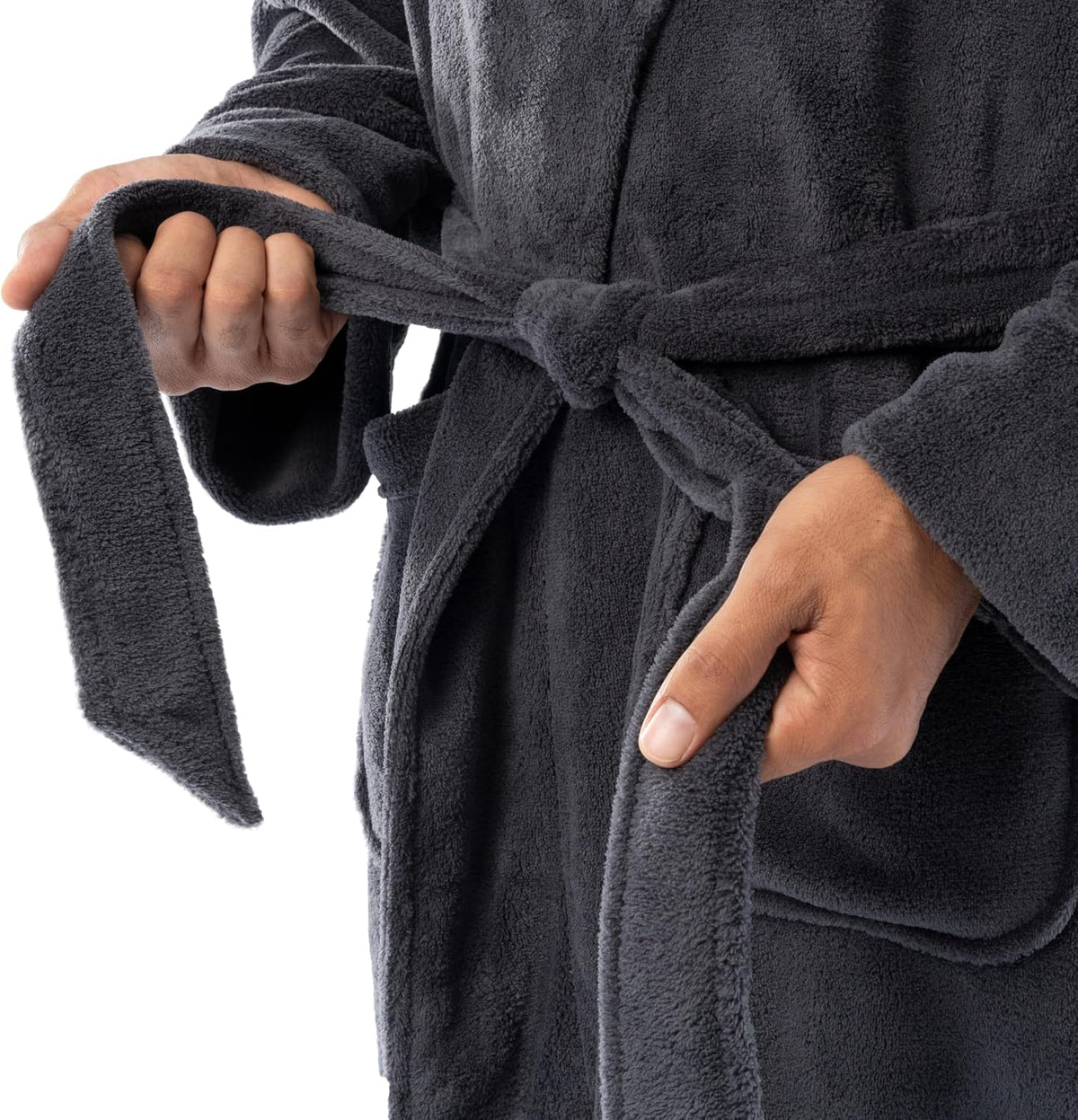 Fruit of the Loom Men's Solid Plush Fleece Robe