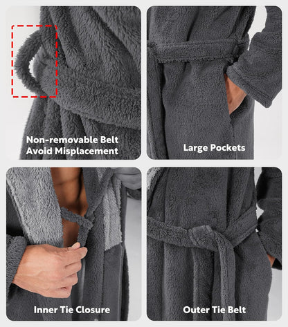DAVID ARCHY Men's Robe Full Length Long Bathrobe