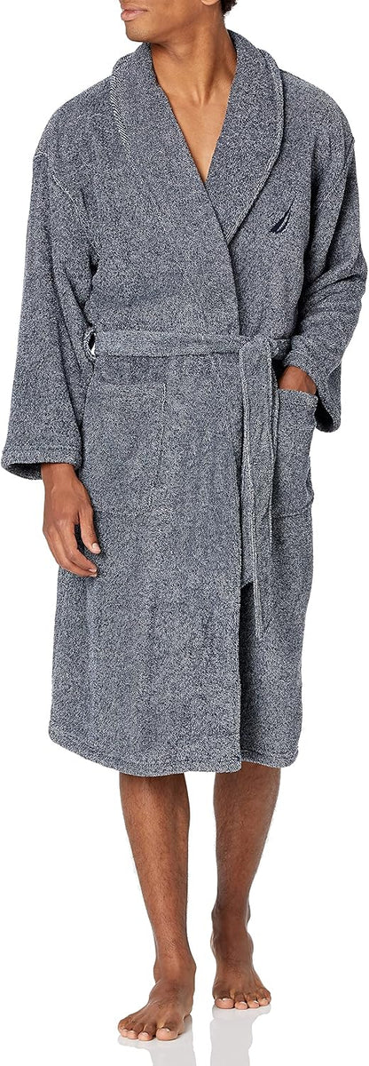 Nautica Men's Long Sleeve Cozy Soft Plush Shawl Collar Robe