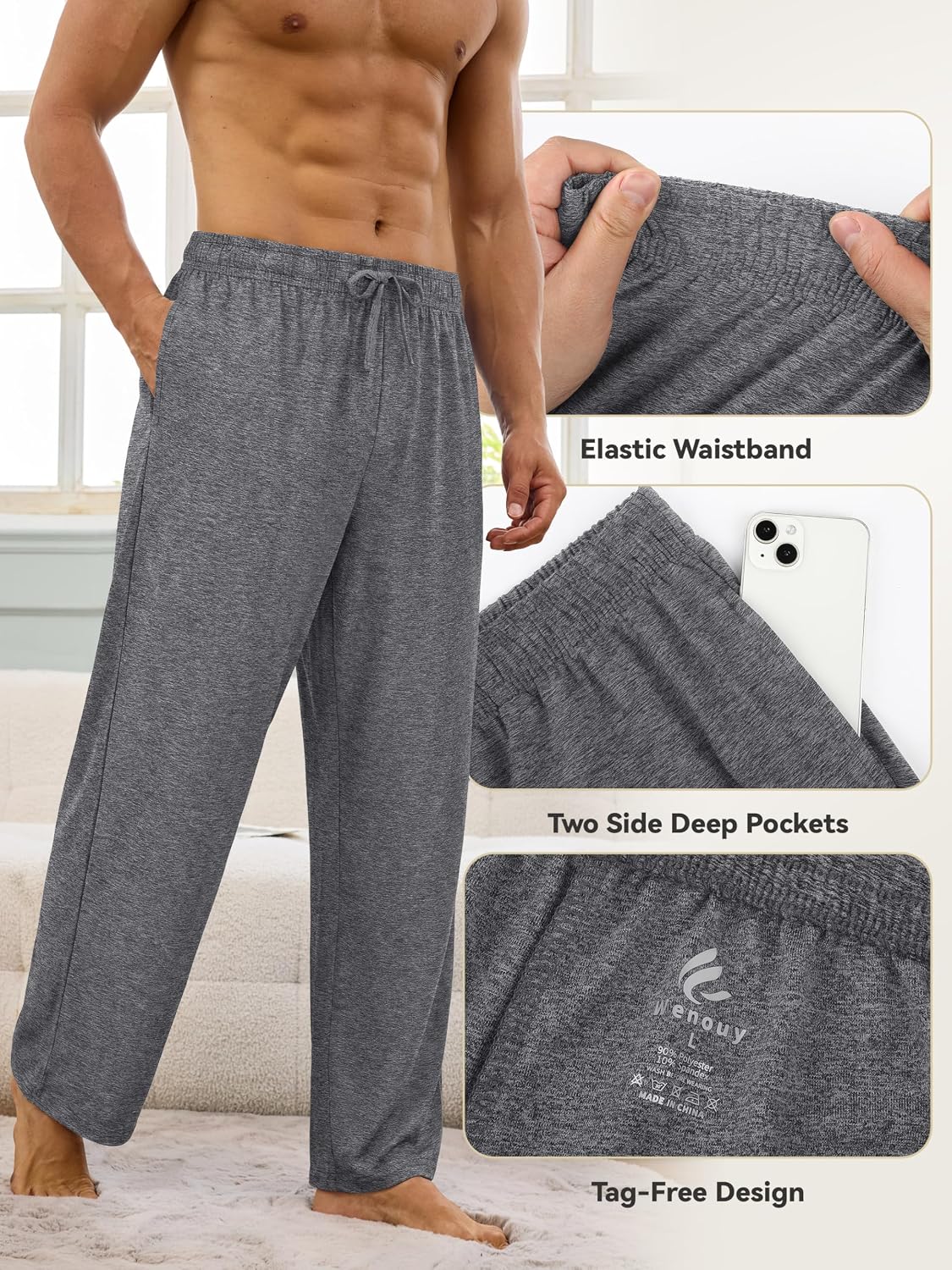 3 Pack Mens Pajama Pants Ultra Soft Comfy Loungewear Sleepwear