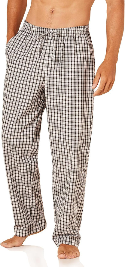 Amazon Essentials Men's Cotton Poplin Straight-Fit Pajama Pants with Pockets, Elastic Waist, Drawstring