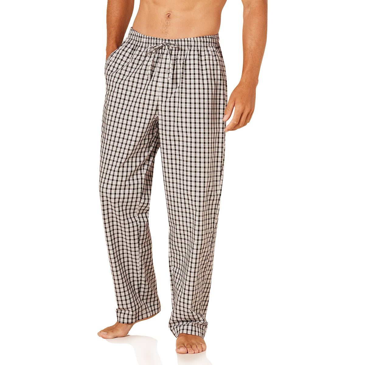 Amazon Essentials Men's Cotton Poplin Straight-Fit Pajama Pants with Pockets, Elastic Waist, Drawstring
