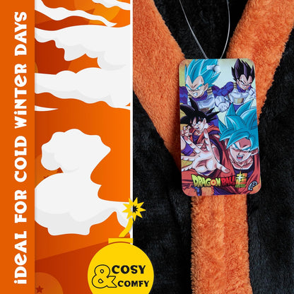 Dragon Ball Z Fleece Robe for Men, Teens, Warm Bathrobe, Cozy Robe Plush House Coat, Goku Anime Gifts for Men