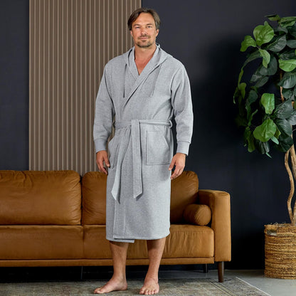 Alexander Del Rossa Men's Long Sleeve Hooded Sweatshirt Robe, Mens Bathrobe