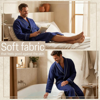 Get Trend Waffle Robes for Men M-3XL, Lightweight Soft Bathrobes, Cozy House Coat for Spa, Shower & Hotel