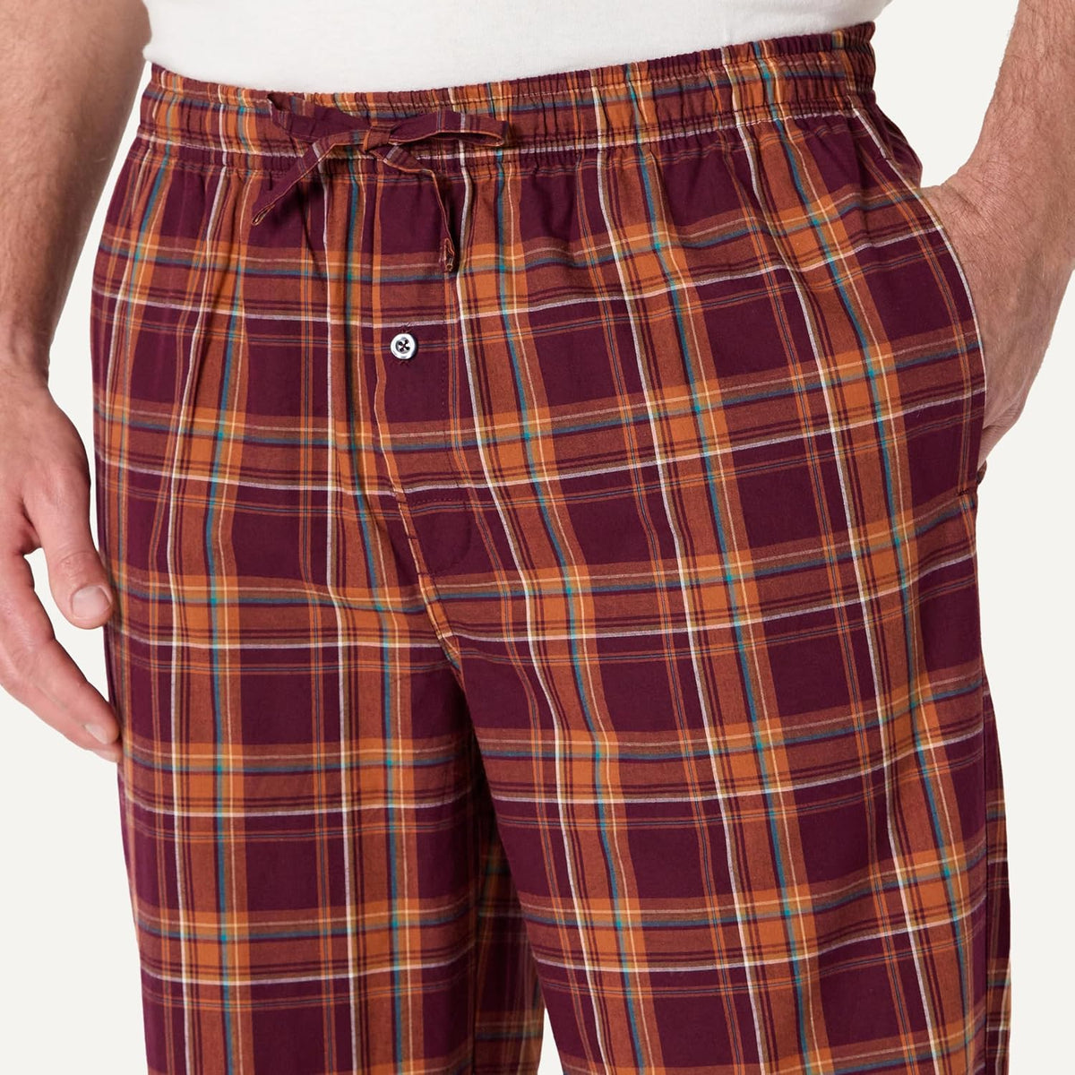 Amazon Essentials Men's Cotton Poplin Straight-Fit Pajama Pants with Pockets, Elastic Waist, Drawstring