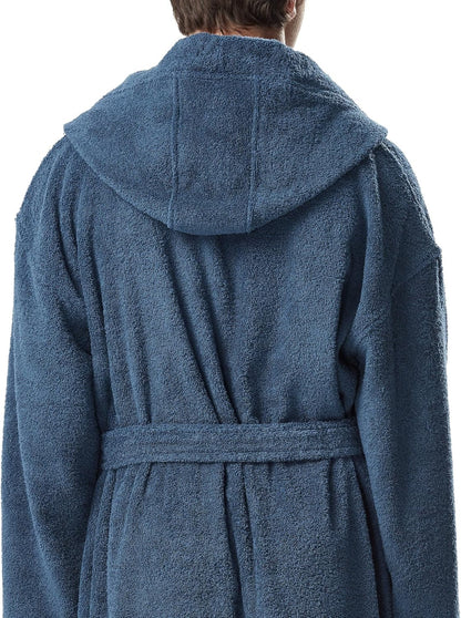 Arus Men's Hooded Classic Bathrobe Turkish Cotton Robe with Full Length Options