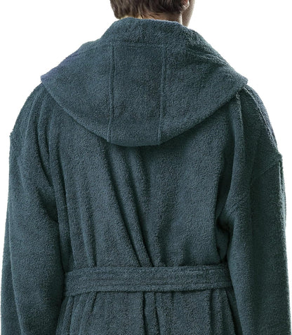 Arus Men's Hooded Classic Bathrobe Turkish Cotton Robe with Full Length Options